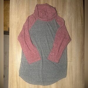 Carbon Grey and Red Longsleeve Lightweight Hoodie